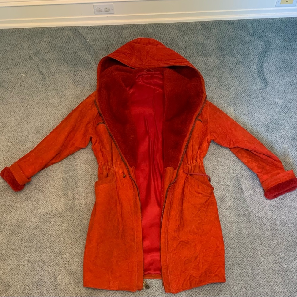 Gianni Versace Red Sheepskin Coat